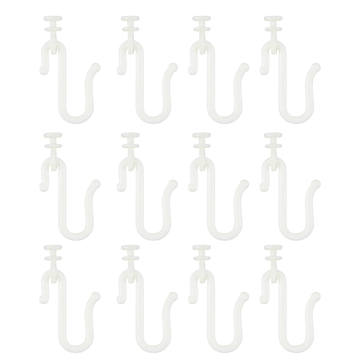 12 Pairs Curtain Hooks & Gliders – Durable S-Shaped Hooks with Quiet Smooth Rollers, Flexible Track Accessories for Ceiling & Bathroom Curtains
