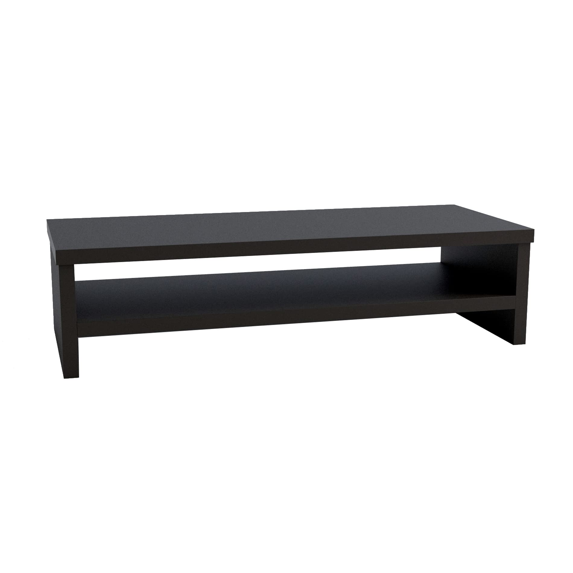 Henor Wooden TV Riser Monitor Stand with Intermediate Shelf 62 x 26.5 x 16 cm. Supports 50 kg.Graphite.