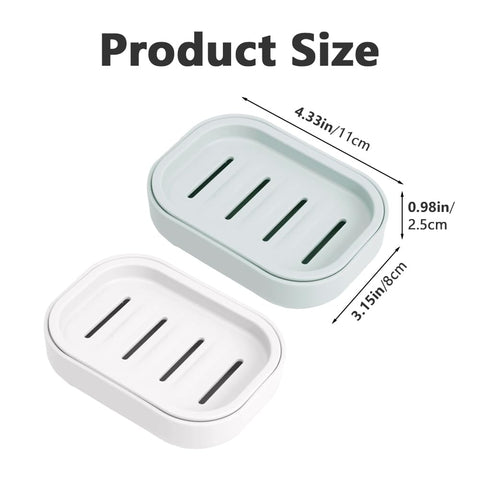 2Pcs Soap Dish, Portable Shower Soap Box, Plastic Draining Soaps Dishes, Non-slip Soaps Holder, Easy Cleaning, Suitable for Bathroom and Travel