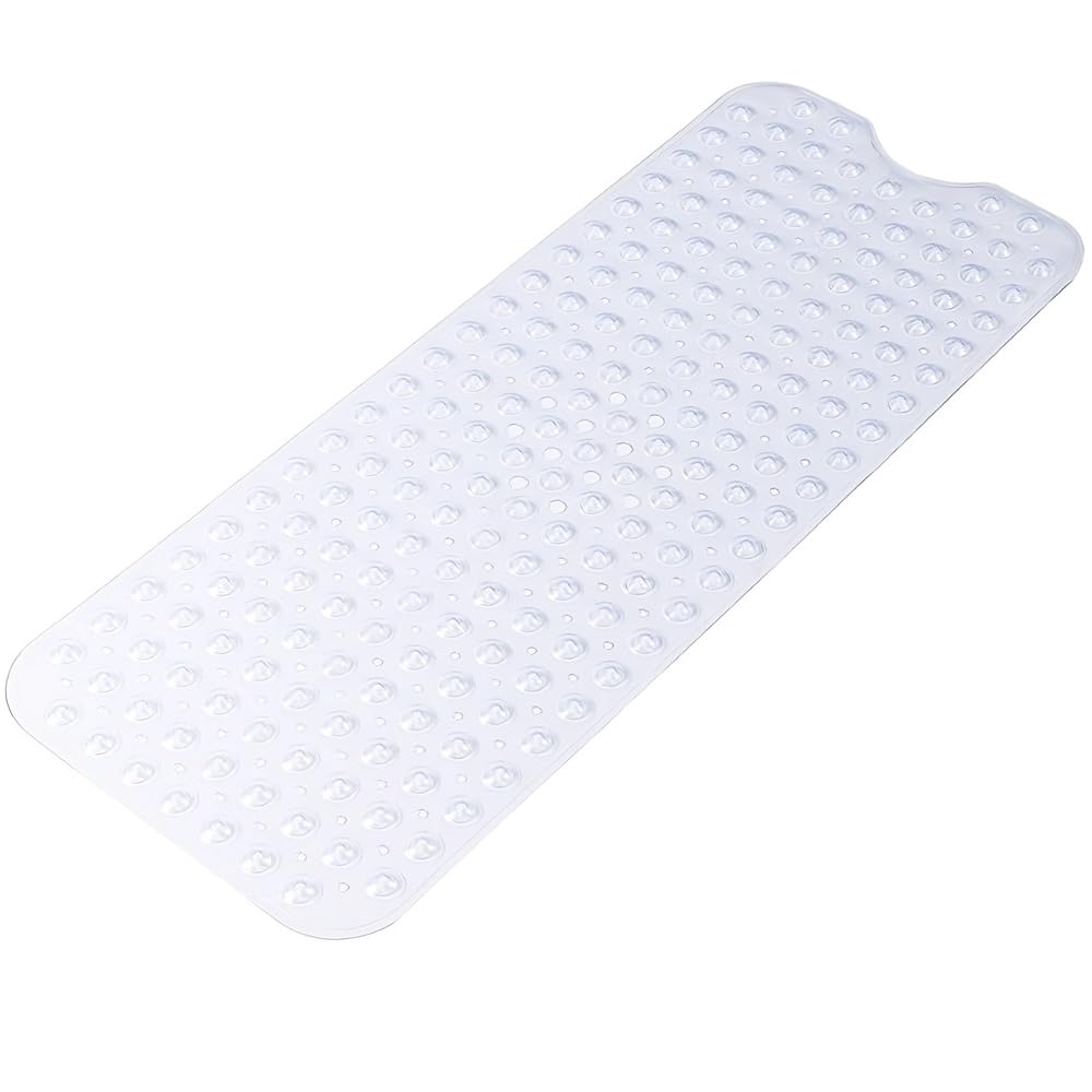 Armo® Transparent Anti Slip Shower Bath Mat Strong Mould & Mildew Bathroom Mat PVC Mat Washable Bath Mat 70CM x 38CM (White)