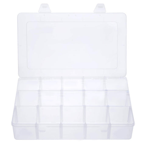 Gospire 15 Large Grids Clear Plastic Jewelry Box Organizer Storage Container with Removable Dividers (15 Grids - Clear)