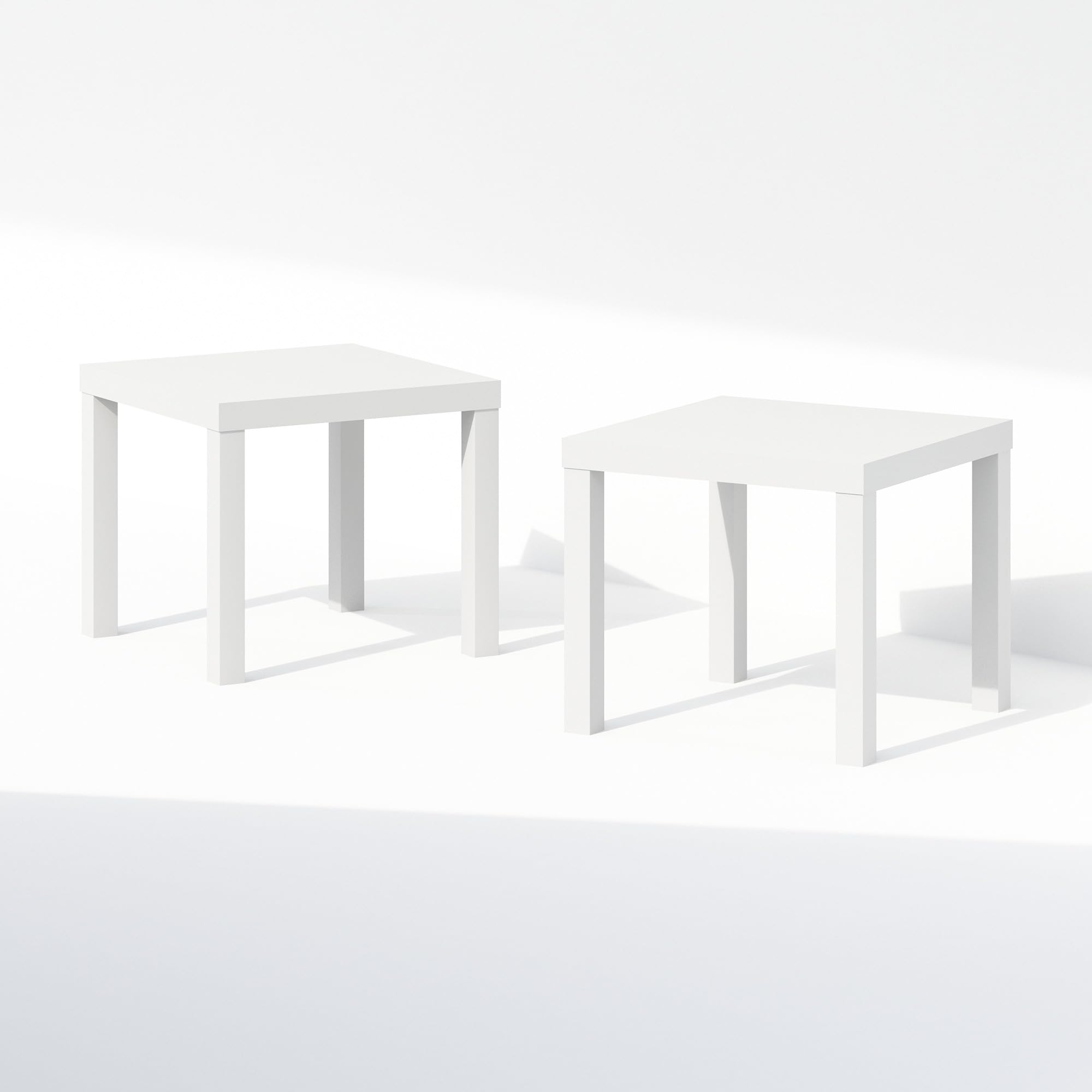 Furinno CLASSIC Coffee Table Set of 2, Square Modern Coffee Table with 1.8 Thick Tabletop, Side Table with 4 Legs, for Living Room, Bedroom