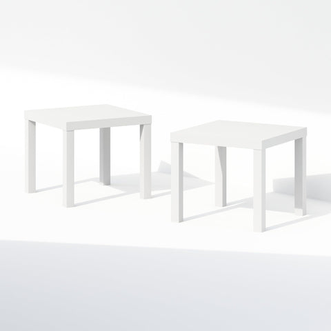Furinno CLASSIC Coffee Table Set of 2, Square Modern Coffee Table with 1.8 Thick Tabletop, Side Table with 4 Legs, for Living Room, Bedroom