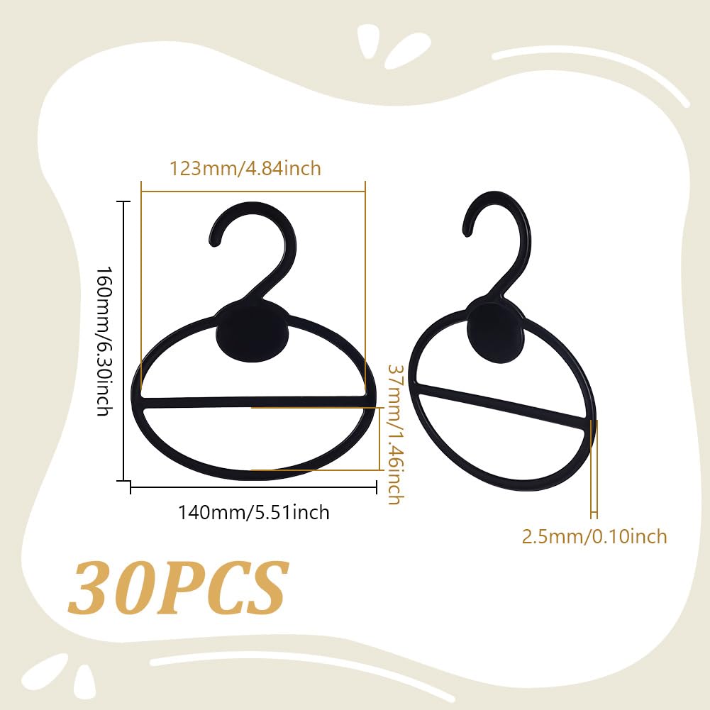 AHANDMAKER 50Pcs Black Oval Plastic Scarf Display Storage Hangers