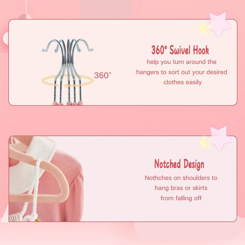 Stormix 11'' Baby Velvet Hangers Non-Slip 32 Pack Pink for Baby Nursery