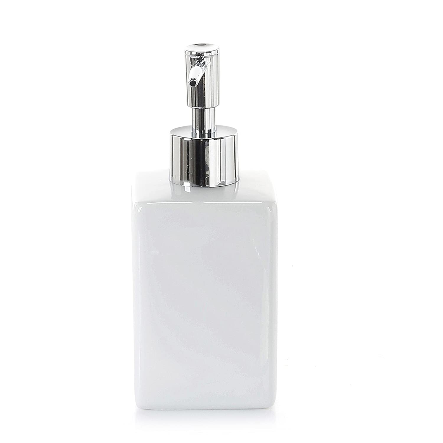 Gedy Queenstown Soap Dispenser, Dimensions and Weight: 16, 5 x 6.5 cm & 0.5 kg, Soap Dispenser in Eco Ceramic, White Finish, R&D Design