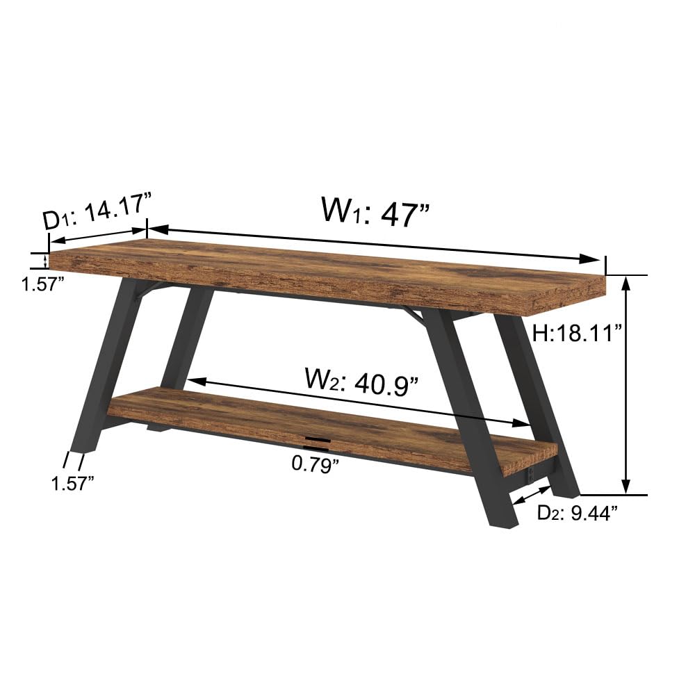 LVB Shoe Storage Bench Entryway Benches for Hallway 120cm Rustic Brown