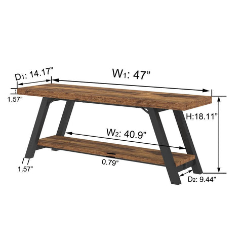 LVB Shoe Storage Bench Entryway Benches for Hallway 120cm Rustic Brown