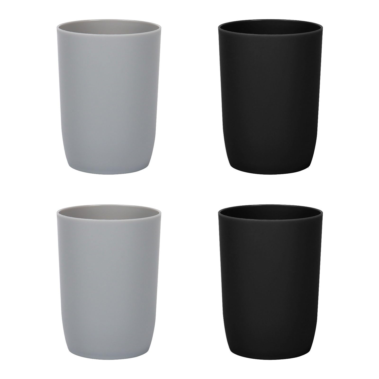 Qulable Plastic Cups Reusable Unbreakable Tumblers, Set of 4 Travel Mugs, Mouthwash Bathroom Cup Stackable, Plastic Water Cup 280ml for Adults Kids