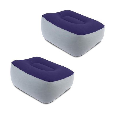 Inflatable Foot Rest for Travel 2 Pack, Inflatable Foot Rest Pillow for Car Office Home (Grey Blue)