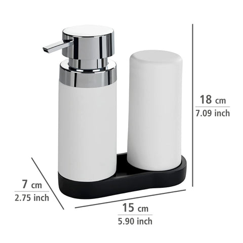 WENKO Washing Station, Silicone, White, 15 x 18 x 7 cm