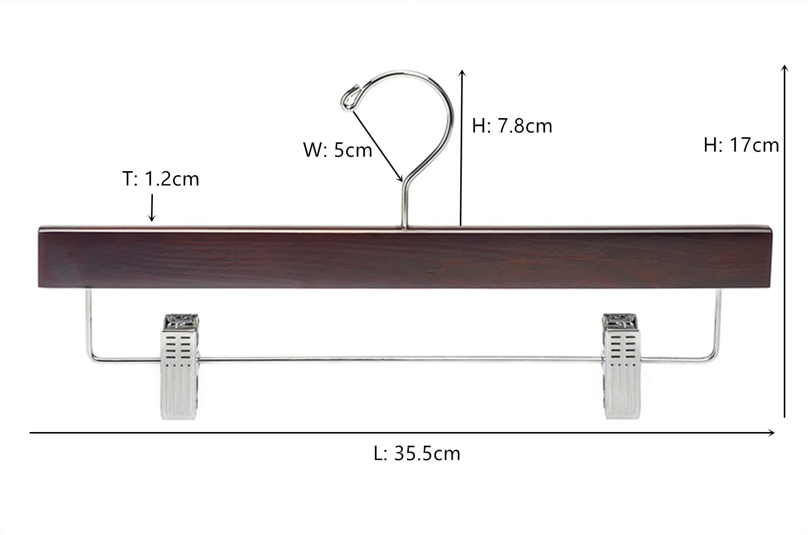 Amber Home 10pcs Wooden Trousers Hangers, Wood Skirts Hangers, Antique