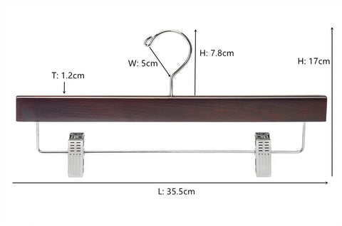 Amber Home 10pcs Wooden Trousers Hangers, Wood Skirts Hangers, Antique