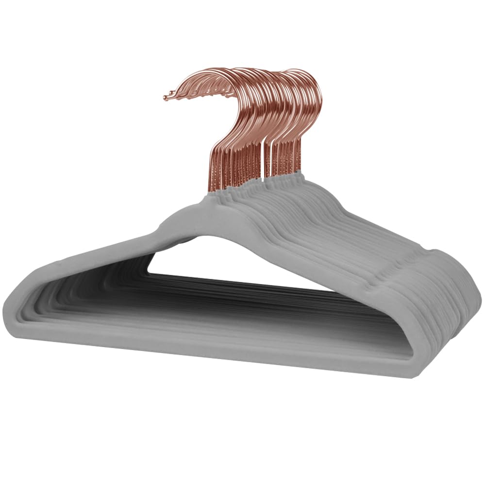 Stormix Baby Velvet Hangers Non-Slip Space Saving Swivel Hook 32 Pack Gray