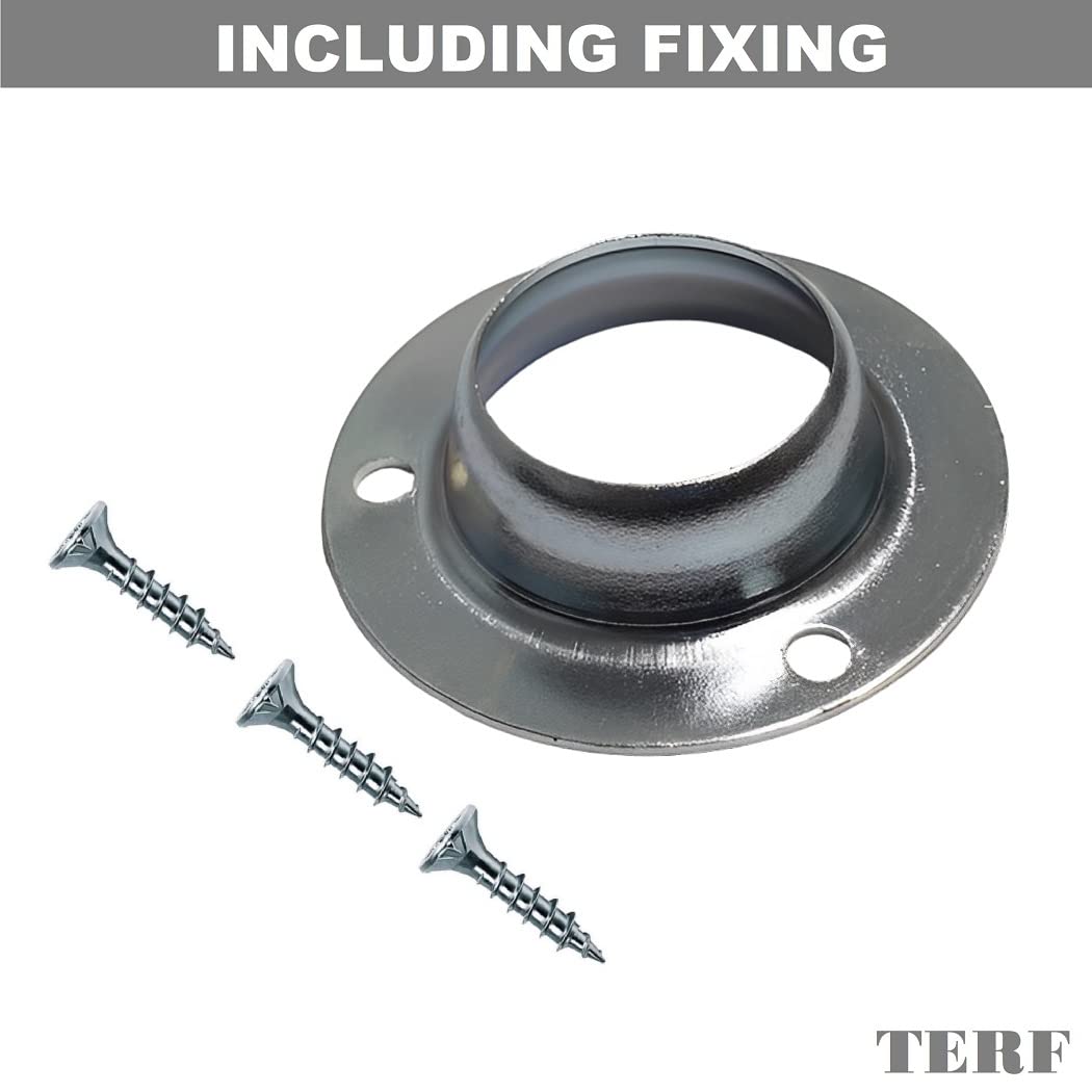 TERF® Curtain Wardrobe Rod Pole Holder Socket for Up to 19mm Diameter Curtain Rail Wall Mount Rod Pole Holder Shower Curtain Closet Lever Rail Socket