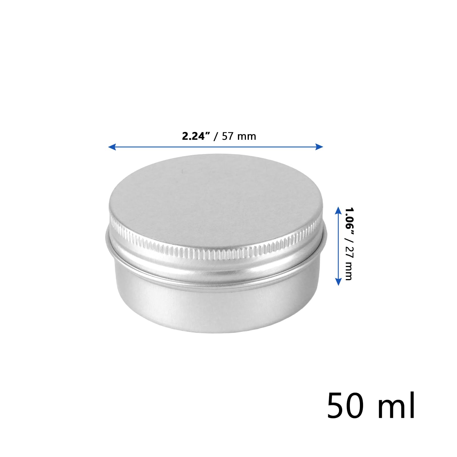 MANCHAP 20 Pack 50ml Aluminum Tin Jars, 57x27mm Silver Metal Storage Containers with Screw Lid for Beard Balm, Spices