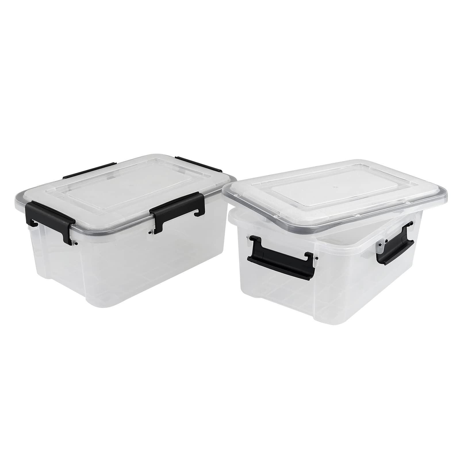 Annkky 10 Liter Plastic Container with Seal Circle Lid, Transparent Storage Boxes Set of 2