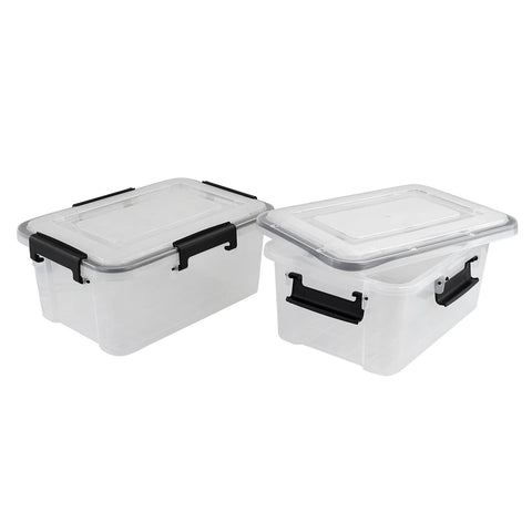 Annkky 10 Liter Plastic Container with Seal Circle Lid, Transparent Storage Boxes Set of 2