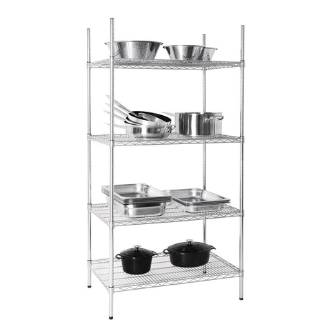 Vogue 13186 4 Tier Wire Shelving Kit 915X610mm Galvanised Zinc Shelf Storage Rack, 1840(h) x 915(w) x 610(d)mm