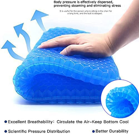 FAJIA Gel Seat Cushion, Cushion Chair Pad, Double Thick Breathable Cool Pad with Non-Slip Cover Honeycomb Design for Car/Office/Home/Wheelchair