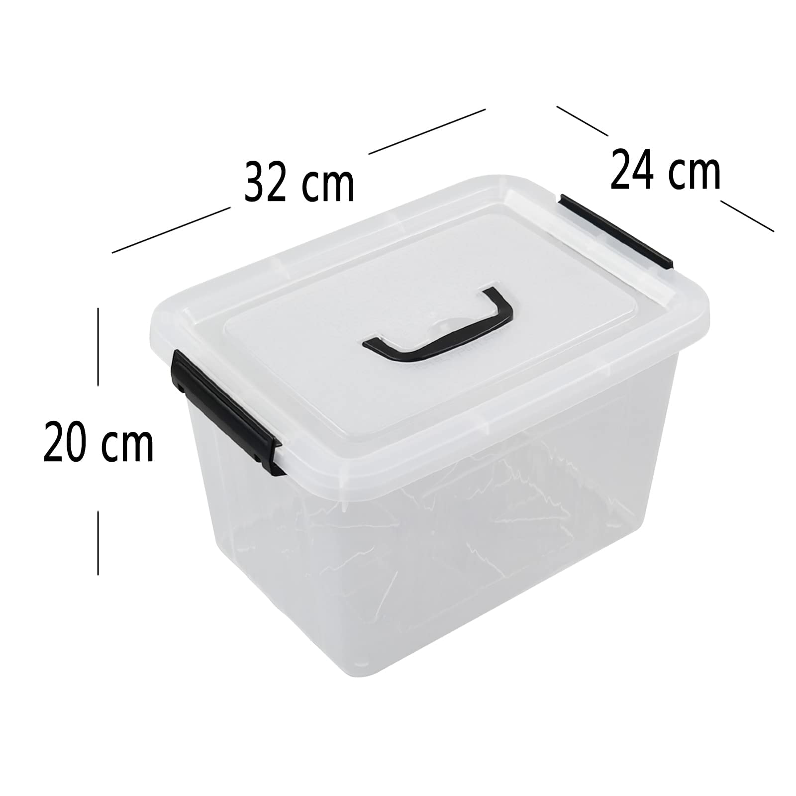 Afromy 12 Litre Storage Box with Handle and Lid, Set of 6 Storage Bin