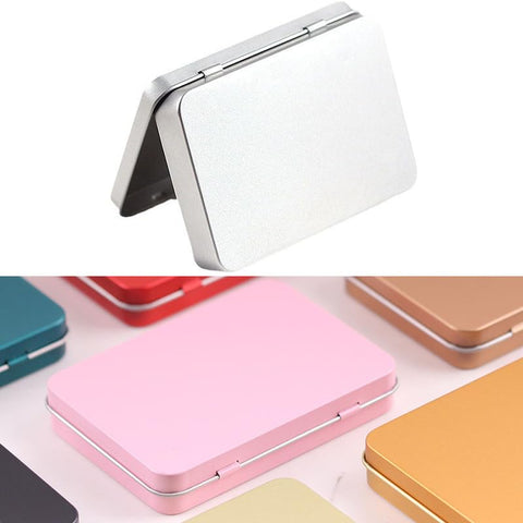 Globellapro 10.8 * 7.6 * 1.77cm Rectangular Tin Boxes Pink Hinged Storage Tins Metal Empty Tins Containers Tweezers,Tools Small Items Storage