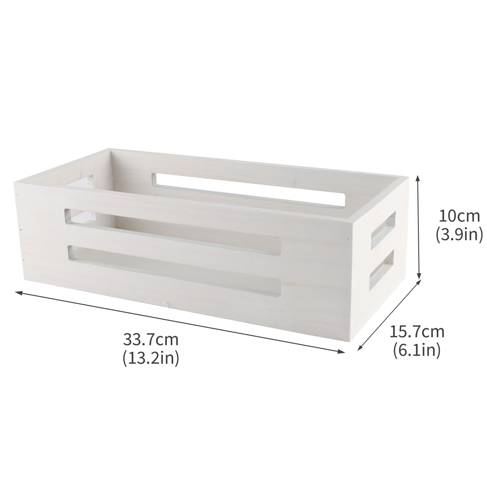 Punorric Wooden Toilet Paper Basket, White Bathroom Storage Basket with Handle, Toilet Paper Organiser Tray for Bath