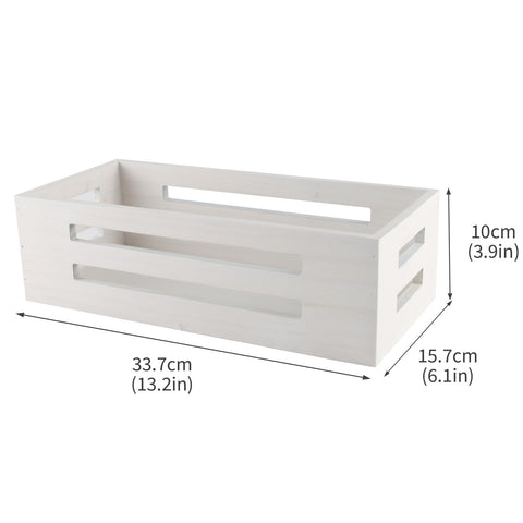 Punorric Wooden Toilet Paper Basket, White Bathroom Storage Basket with Handle, Toilet Paper Organiser Tray for Bath