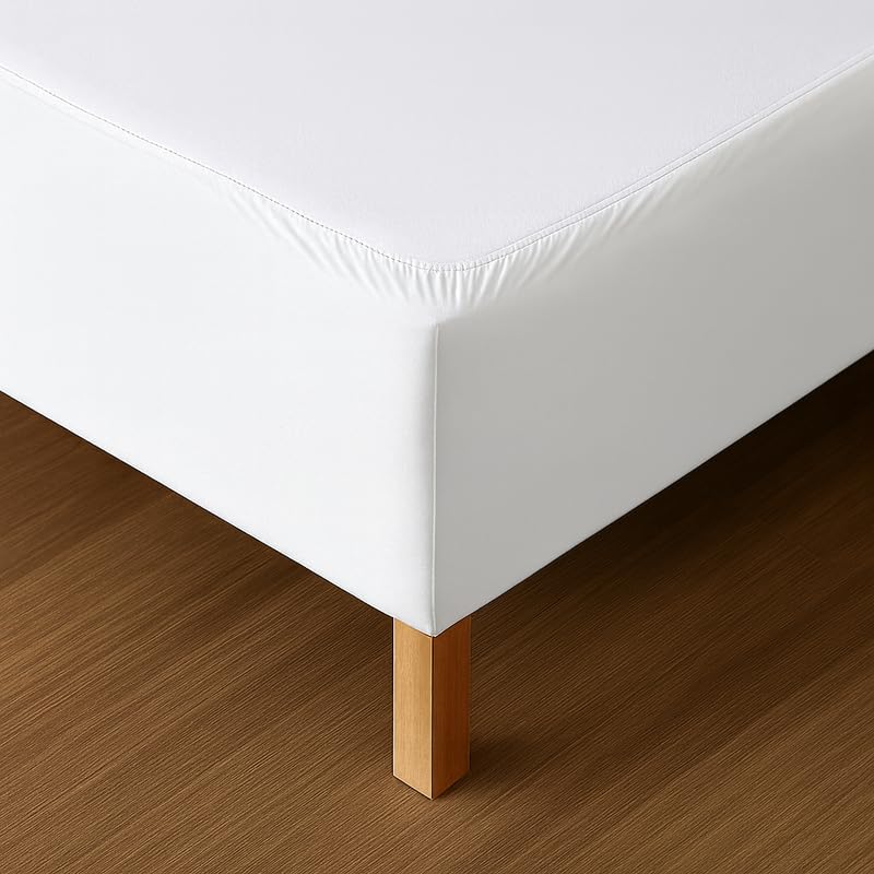 Bed Base Cover 180 x 200 cm White – Soft and Stretchy Fabric – Impeccable Look – Easy to Install