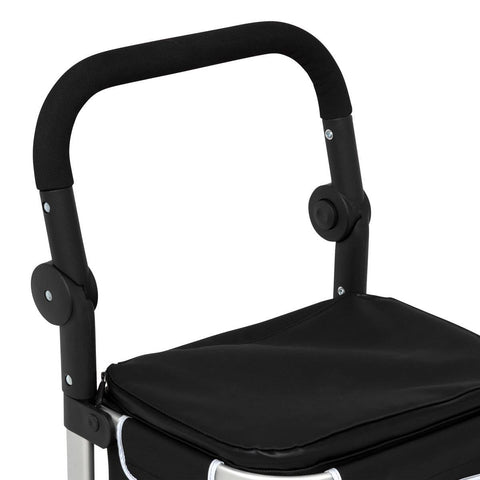 5 five simply smart 5Five 40L Shopping Trolley with Removable Insulated Bag - 2 Heavy Duty Wheels, Adjustable Handles, Multiple Pockets - Black