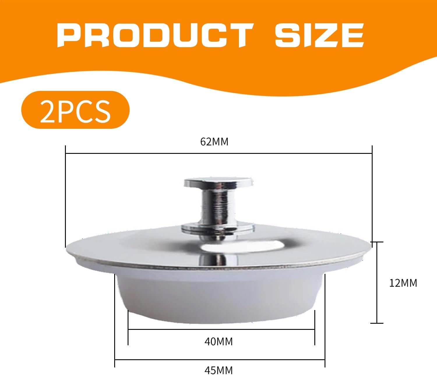 2PCS Universal Silicone and Stainless Steel Drain Stopper for Bathtubs, Showers, and Sinks - Leak-Proof and Easy to Clean