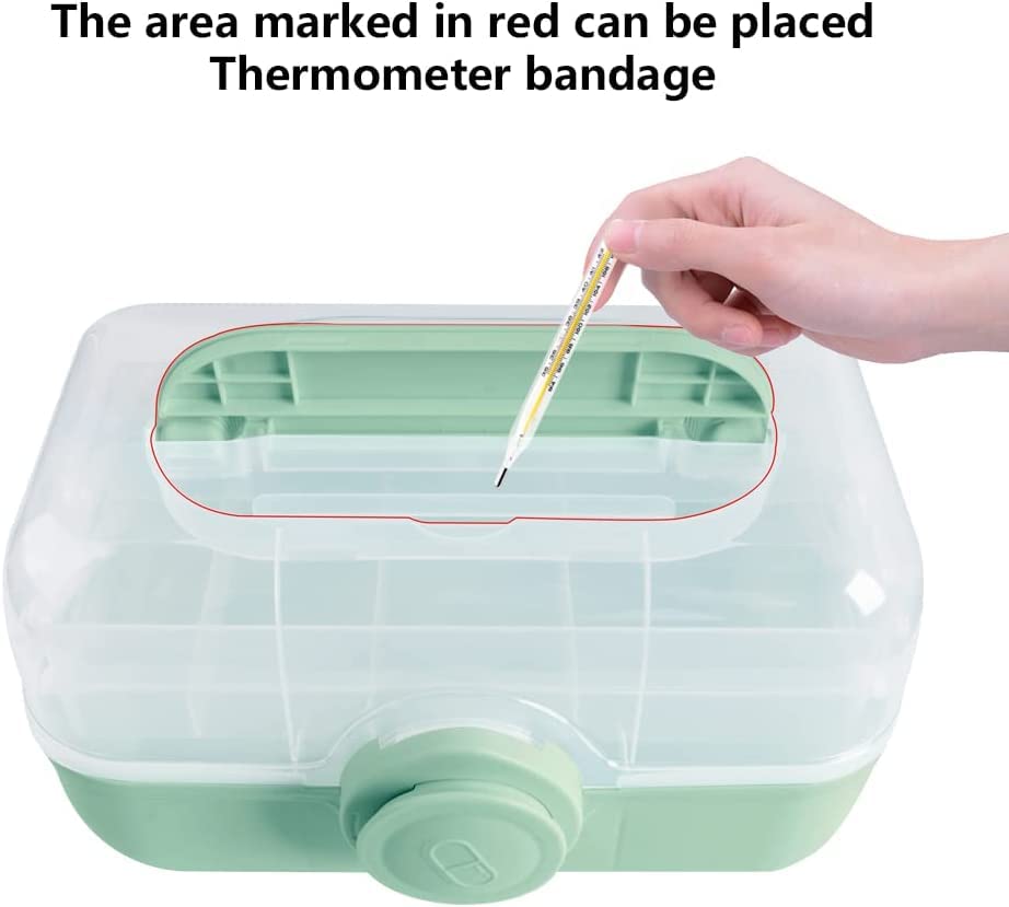 Uotyle Medicine Storage Box 3-Layers Medical Box with Protable Handle Household, First Aid Organiser Case, Plastic Portable Craft Box Kit