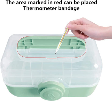 Uotyle Medicine Storage Box 3-Layers Medical Box with Protable Handle Household, First Aid Organiser Case, Plastic Portable Craft Box Kit