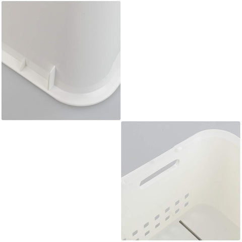 Zerdyne 3 Packs Plastic Stacking Storage Basket, White Stackable Storage Rack Baskets