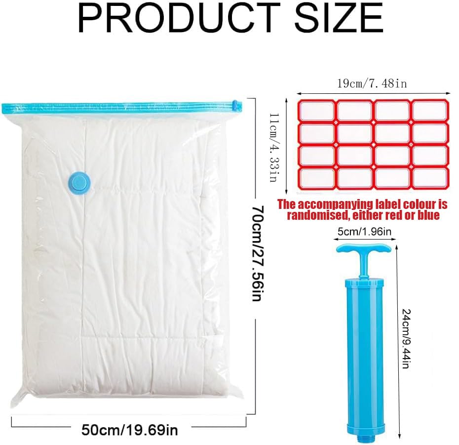 Vacuum Bags,Vacuum Storage Bags for Clothes 50x70cm,4Pcs Vacuum Travel Bag with Pump,Space Saver Baggs,Compression Storage Sealer for Blanket
