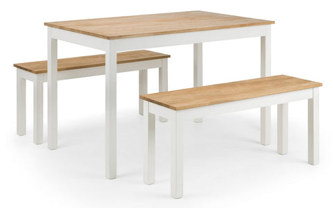 Julian Bowen Coxmoor Dining Bench for 2, Solid Oak, Ivory - H45 x W101cm