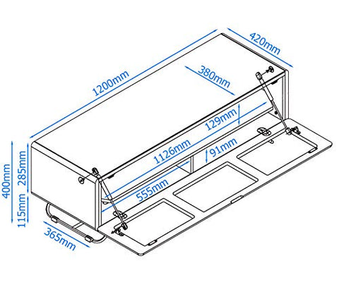 Alphason Chromium Concept TV Cabinet - Black, 120 x 42 x 40cm (WxDxH)