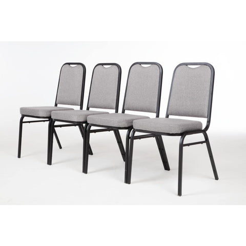 Bolero Square Back Stacking Banquet Chairs, Black & Grey (Pack of 4)