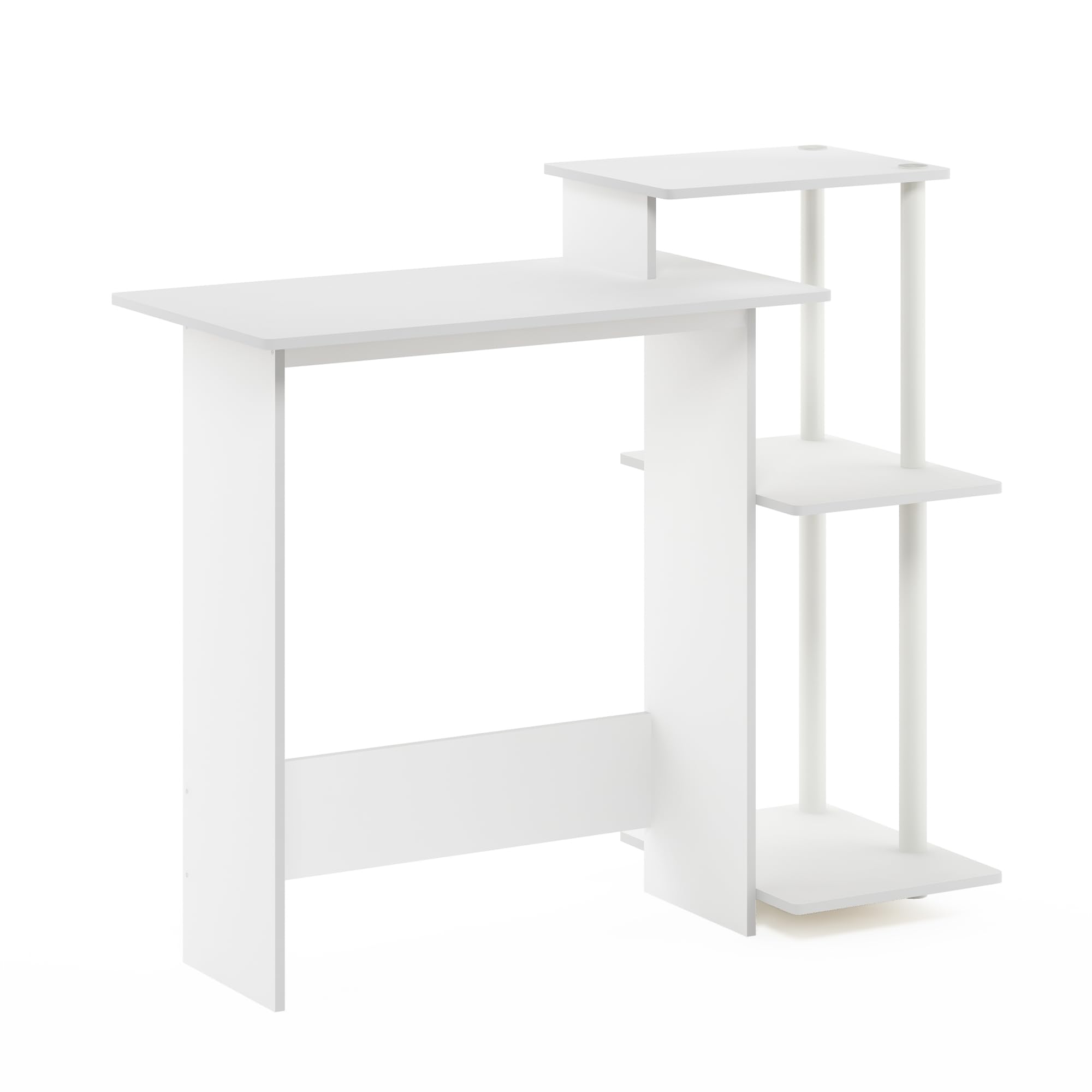 Furinno EFFICIENT Desk, Gaming Desk, with 3 Open Side Shelves, Laptop Notebook Computer Desk,Office Desk for Home Office, Study Room, Dorm, White