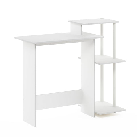 Furinno EFFICIENT Desk, Gaming Desk, with 3 Open Side Shelves, Laptop Notebook Computer Desk,Office Desk for Home Office, Study Room, Dorm, White