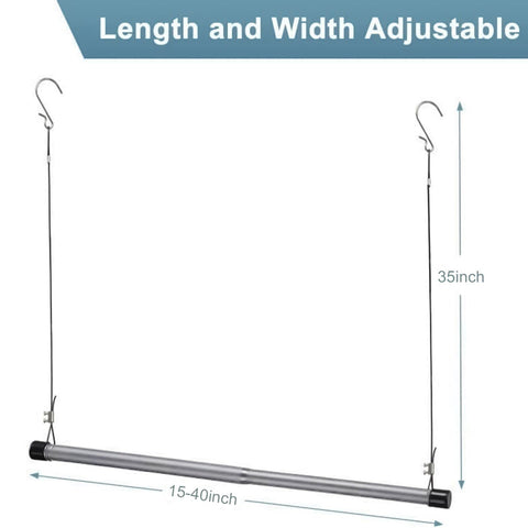 Wardrobe Rail, rod, Extendable Stainless Steel Hanging Clamping, 38-101 cm, Adjustable Tension for Wardrobe, Silver