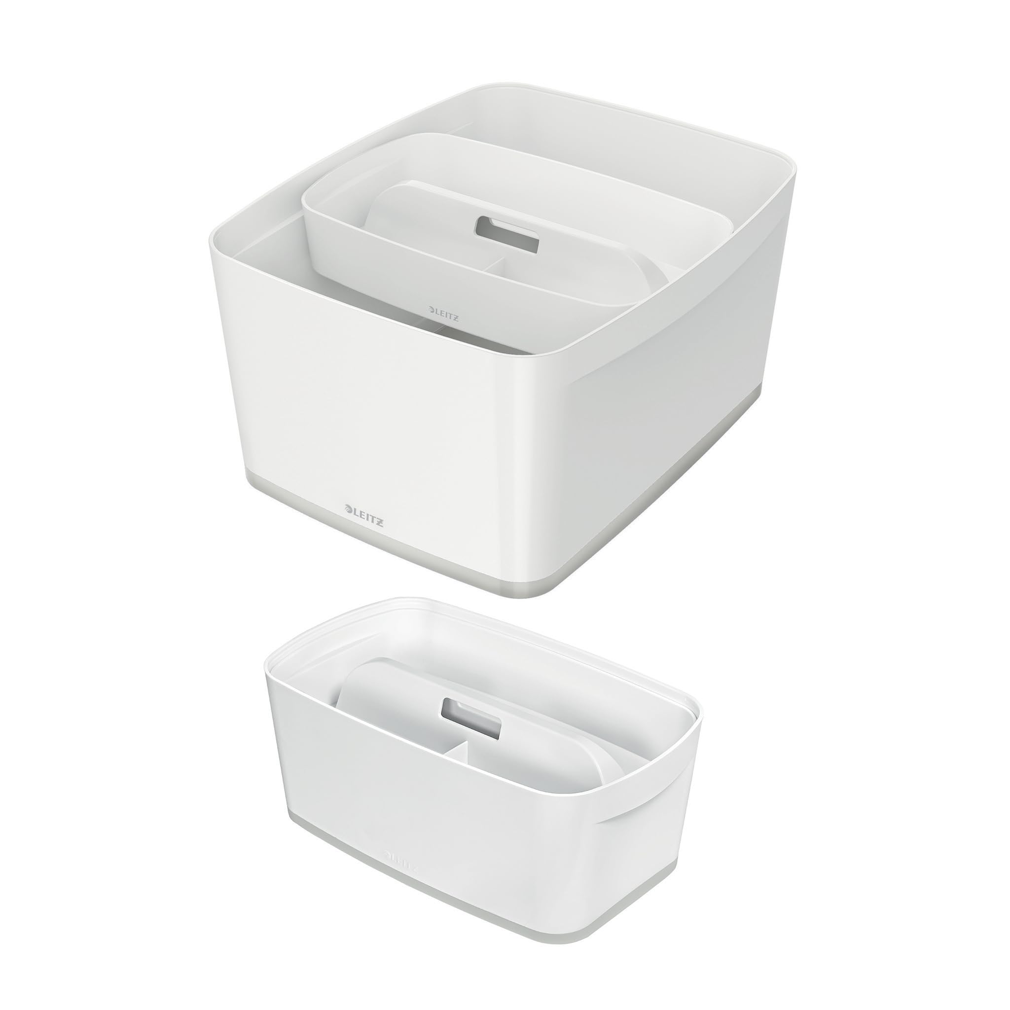 Leitz MyBox Organiser Tray with Handle Small, Storage, Waterproof, BPA Free and Food Safe, White, 53230001