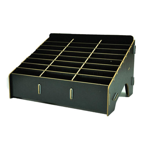 XICHENGSHIDAI 24-Slot Classroom Mobile Phone Holder, Black Wood Effect