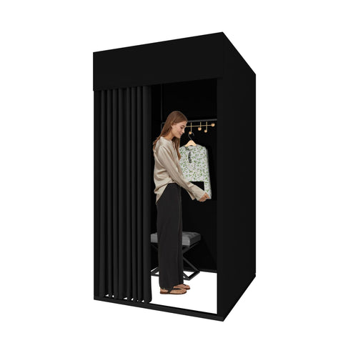 Clothing Store Fitting Room, Movable Square Changing Room, DIY Temporary Locker Room with Shading Curtain and Hook Up