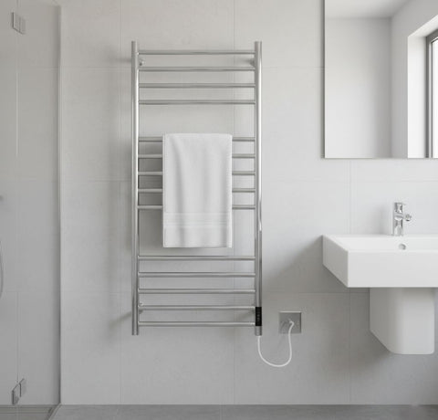 Manissa Siena Stainless Steel Electric Heated Towel Rail 300mm W x 1000mm H