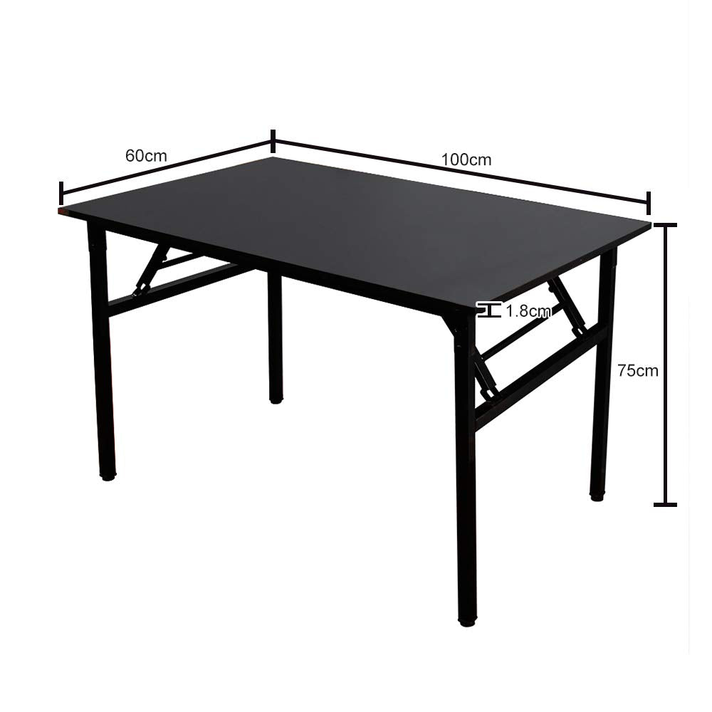 sogesfurniture Folding Table Office Study Writing Desk Workstation Dining Table, No Install Needed, 100x60x75cm, Black BHEU-LP-AC5BB-100