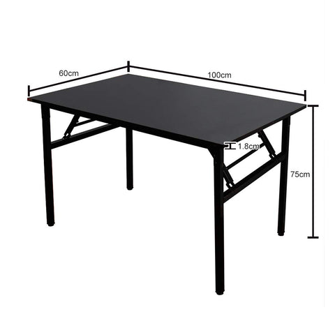 sogesfurniture Folding Table Office Study Writing Desk Workstation Dining Table, No Install Needed, 100x60x75cm, Black BHEU-LP-AC5BB-100