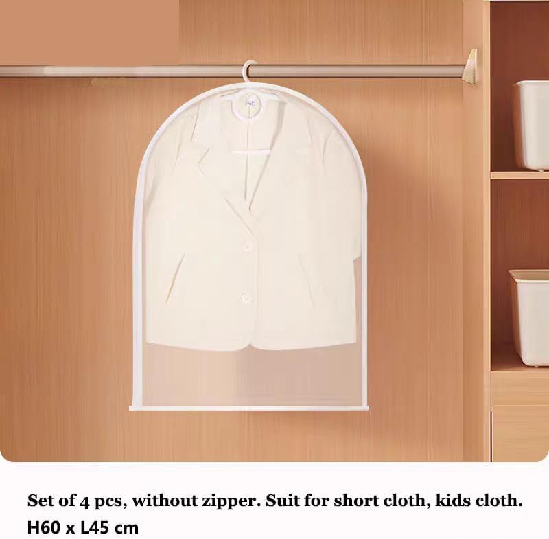 Amoyie Clear Clothes Covers Bag, Pack of 4, 45 x 60 cm, No Zipper Short