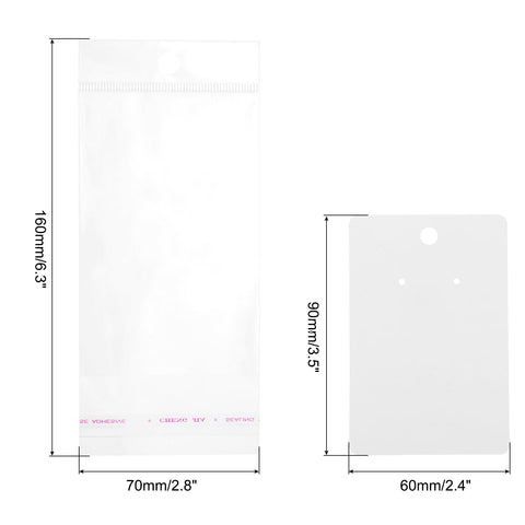 PATIKIL Earring Display Cards, 150 Pcs Necklace Display Holder Card with Packaging Bags for Hanging Earrings Necklace Ear Studs, White