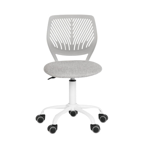 Homy Casa Desk Chair Linen Fabric Seat Ergonomic Swivel Task Chair without Armrest Adjustable Height Office Chair Home Office for Kids Teens